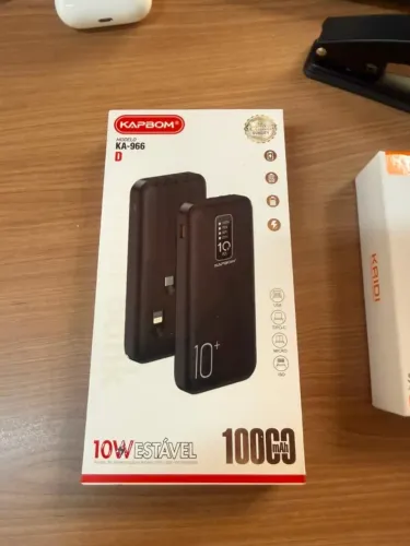 Carregador Portátil 10000mah Power Bank Cabo Embutido