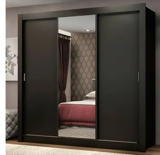 Guarda roupa casal Mônaco Madesa 3 portas correr espelho