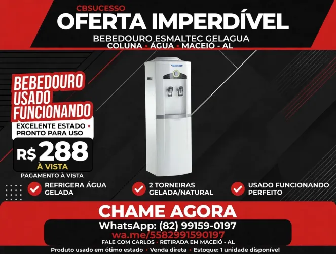 Bebedouro Esmaltec Gelágua Coluna - R$288 - Usado Funcionando - Maceió