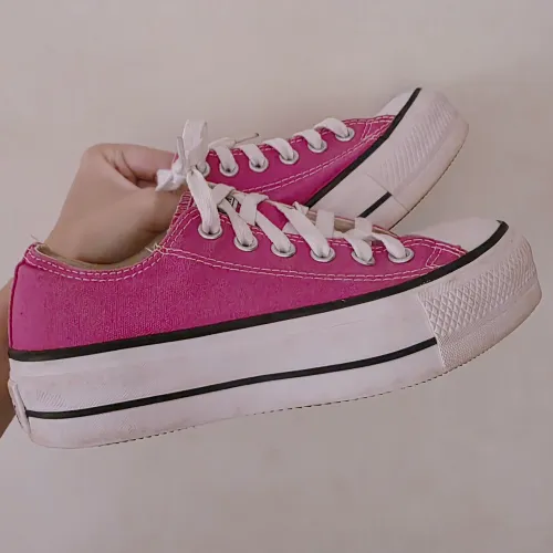 tênis converse Chuck Taylor all star Lift original rosa choque plataforma