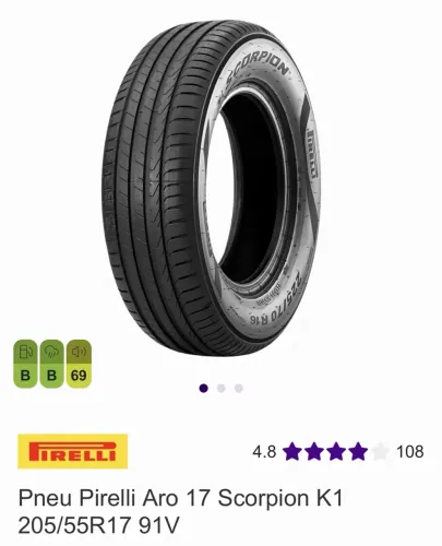 Vendo 2 pneus novos pirelli scorpion 205/55 r17