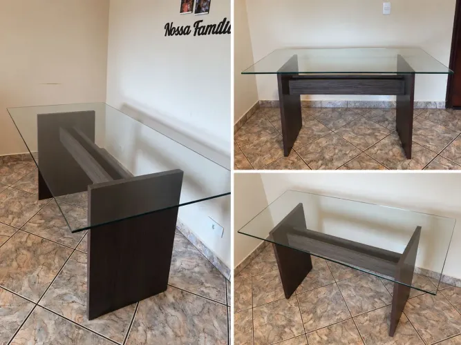 Mesa de Jantar 6 Lugares 1,60 × 0,80m - Vidro 10mm