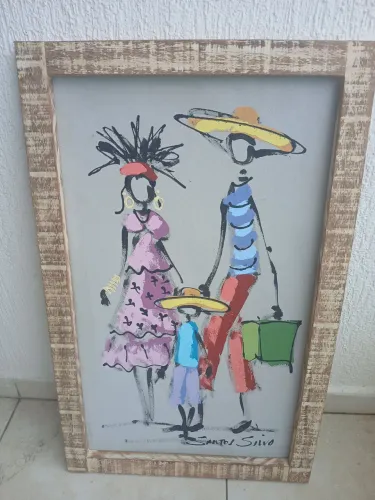 Quadro pintado em tela pelo artista Jorge Santos silva ,moldura madeira de 80x50