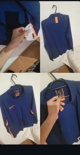 Nike DRI FIT Rara, azul e laranja sem detalhes em perfeito estado de conservação.