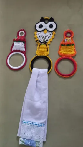 Dois em um porta isqueiro porta toalha e tapete de crochê