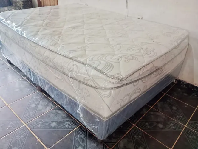 Cama Box Casal De Molas Ensacadas Higienizada Alta