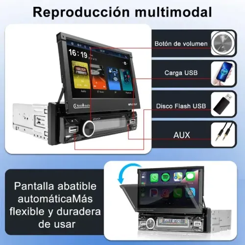 CENTRAL MULTIMÍDIA 1 DIN RETRÁTIL MOTORIZADA 7" (NOVA NA CAIXA)