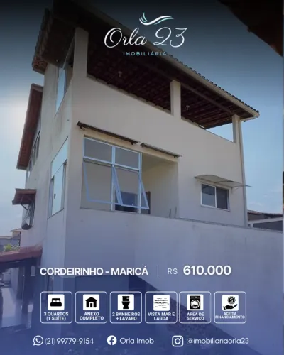 CORDEIRINHO, ORLA 23 IMOBILIÁRIA VENDE! Casa dúplex com vista para o mar e lagoa