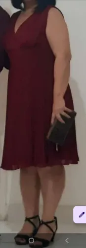 Vestido Marsala Plissado Feminino GG