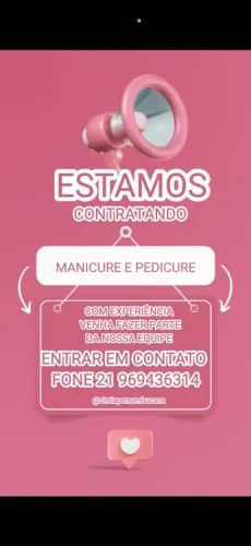 Estou contratando manicure e pedicure