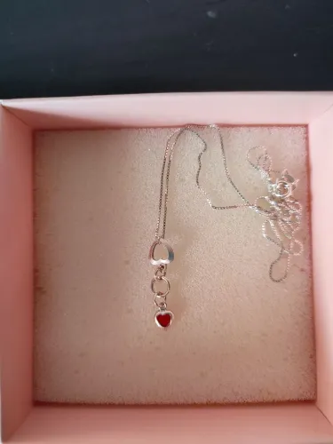 Colar de prata mini coração vermelho Silver Land