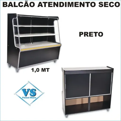 Balcão Seco em MDF 1,0 mt Cor Preto 