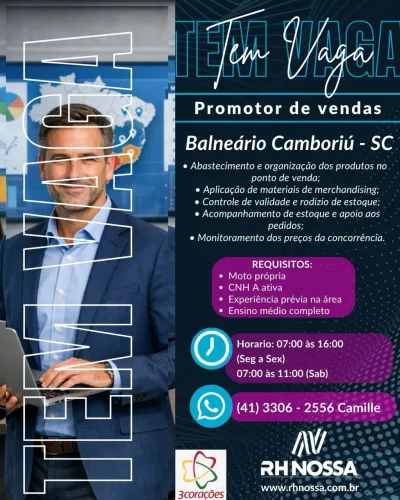 Promotor / Repositor em Balneário Camboriú- SC