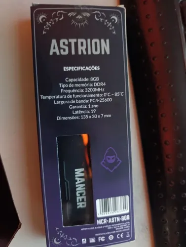 Memória Mancer Astrion 8gb ddr4 perfeito estado