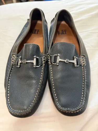 ? Mocassim Driver Masculino JEF em Couro Nobre (Tamanho 40) Azul Marinho