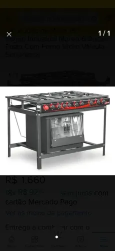Fogão industrial de 6 bocas com forno
