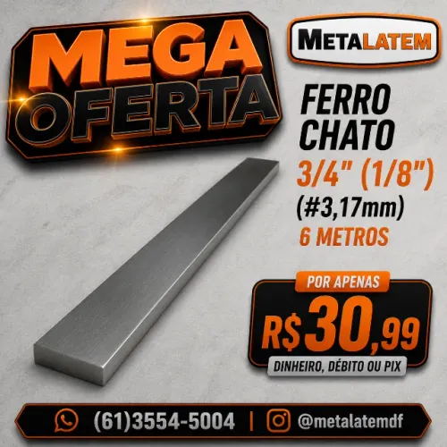 Ferro Chato Barra Chata 3/4" (1/8") (#3,17mm) 6m