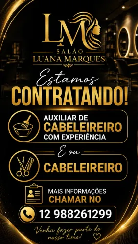 Contrata-se auxiliar de cabeleireira (o) e ou cabeleireiro (a)