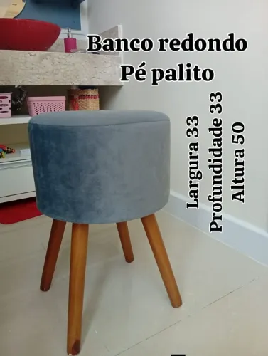 BANCO REDONDO CINZA PÉ PALITO EM EXCELENTE ESTADO 