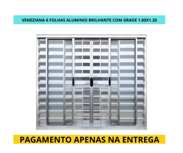 janela de aluminio 6 folhas completa c/ grade