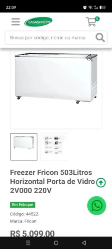 VENDO FREEZER TAMPO DE VIDRO