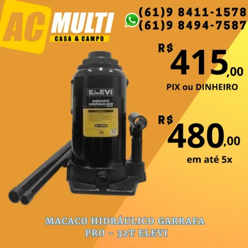 Macaco Hidráulico Garrafa PRO - 32T ELEVI