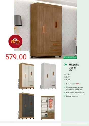 Guarda roupa solteiro ,pés inclusos, entrega e monta