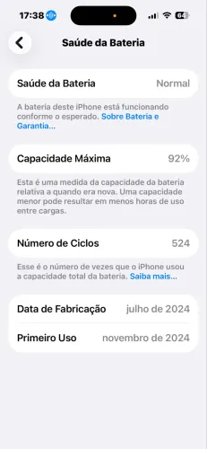 iPhone 16 Azul 128 GB Estado Novo 