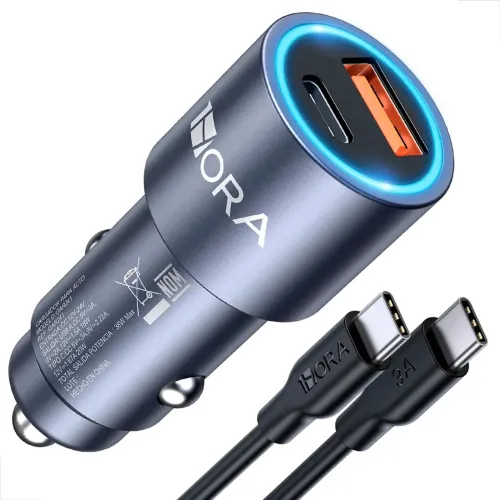 Carregador veicular 2 portas USB Usb-c