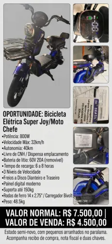 Bicicleta elétrica super joy