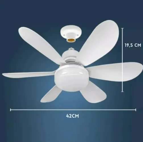 Ventilador De Teto C/ Lâmpada Led + Controle Para Bocal E27