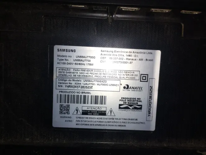 Smart TV Samsung Crystal 4K 58" (Tela Quebrada) - Para Retirada de Peças