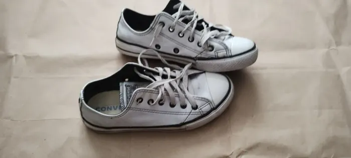 Tenis All Star Branco Couro Cano Baixo