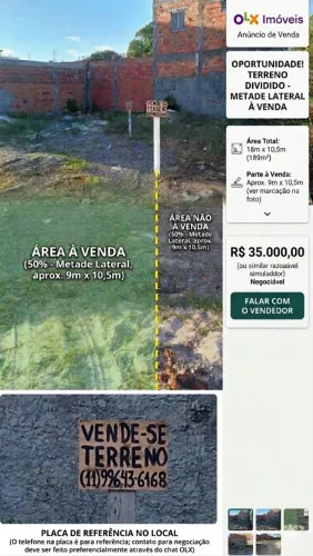 Terreno 9 x 5,5 m² (localizado em Porto de Sauípe)