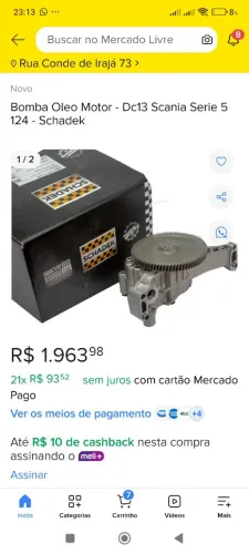 Kit pistão articulado e bomba de óleo SCANIA 124 