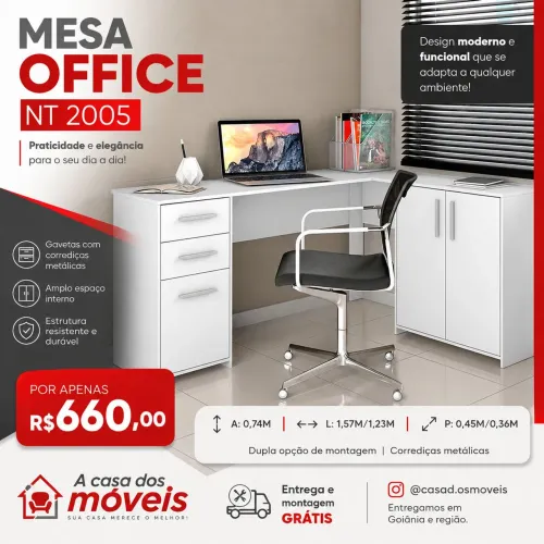 Mesa office NT2005 - Branco