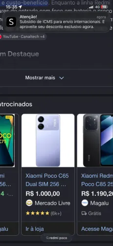 Celular Redmi Poco C65 128gb cor verde claro 