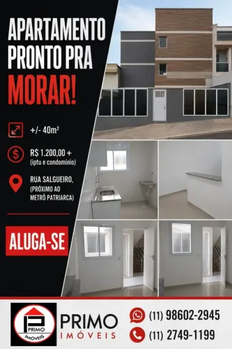 Apartamento - Locação Cid. Patriarca, 2 Dormitórios 5 minutos à pé da Estação do Metrô