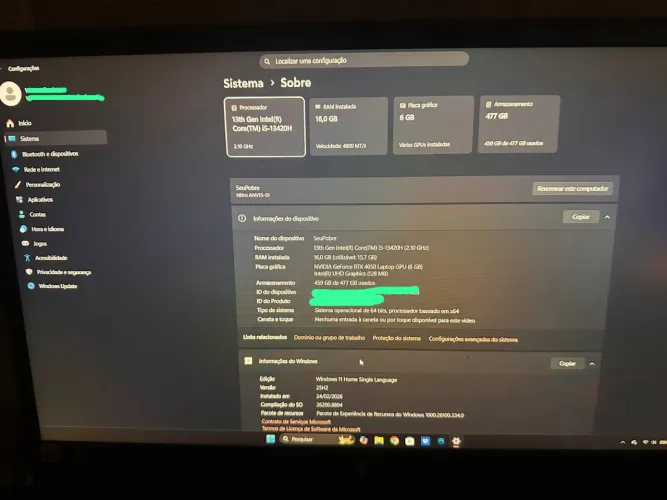 Acer nitro V15 ( RTX 4050 )