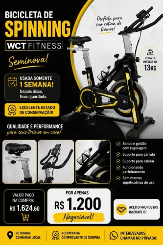 Bicicleta Spinning Com Roda De Inércia De 13kg Wct Fitness