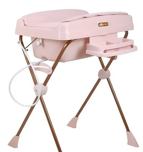 Banheira Infantil Rígida Rosa Burigotto Millenia com Trocador