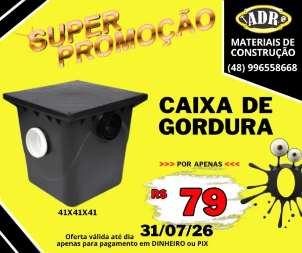 Caixa de Gordura com cesto Medidas 41x41x41 cm