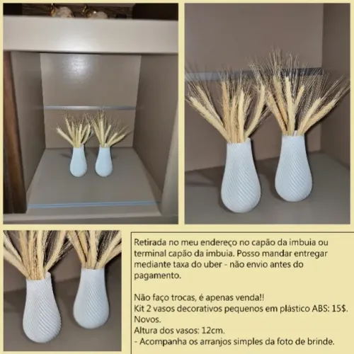2 vasos pequenos em plástico ABS brancos novos