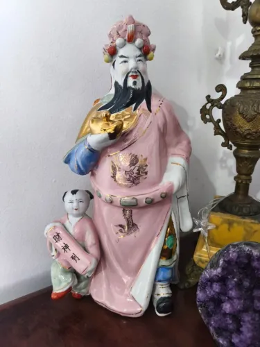 Escultura Chinesa Deus Chai Shen da Fortuna