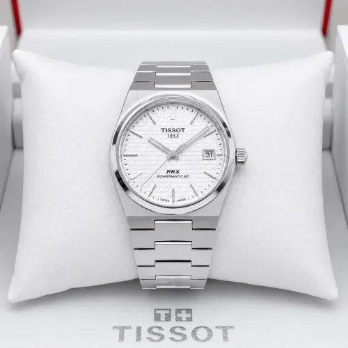 Tissot PRX 35mm Automático - Mostrador Waffle Branco 