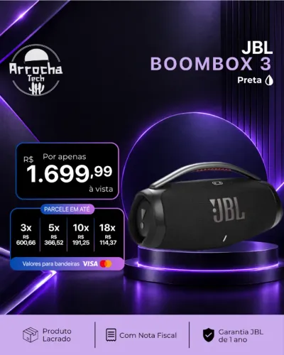 JBL - Caixa de Som Boombox 3 Preta - Lacrado - Com NF - Garantia JBL de 1 ano
