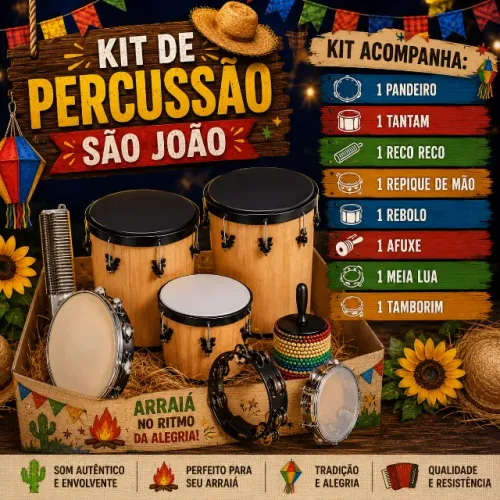 KIT PERCUSSÃO SÃO JOÃO COMPLETO
