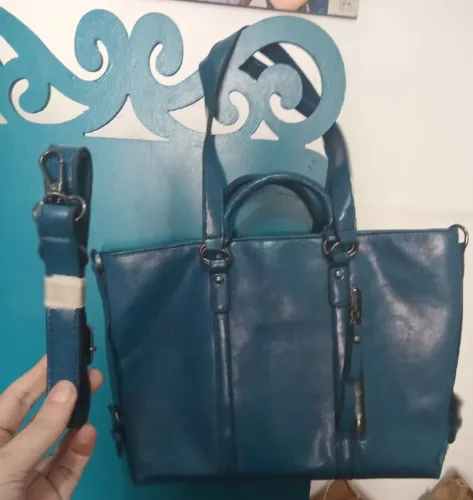 Bolsa couro sintético azul