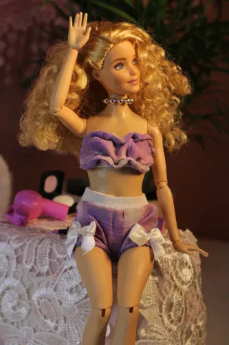 Conjunto xadrez lilás para barbie estilo soft girl
