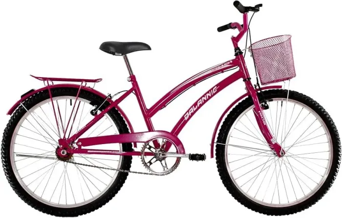 Bicicleta Feminina Aro 26 Susi Rosa Pink com Paralamas, Bagageiro e Cestinha - Dalannio